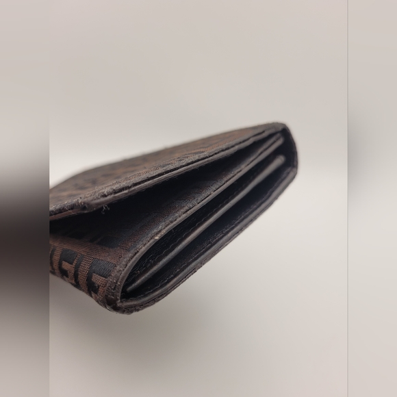 Fendi FF Vintage Zucca Wallet Long Canvas Leather Brown Wallet - Picture 3 of 6